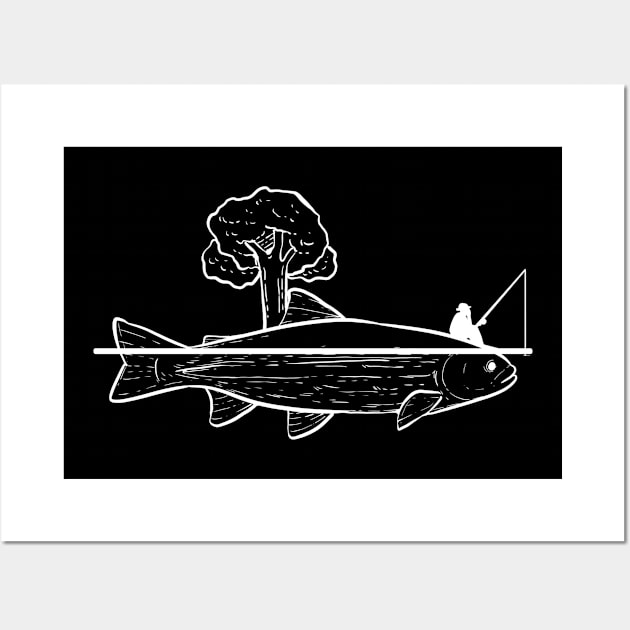 One Line Fisherman Vintage Flyfishing Fishery Gift Wall Art by amango